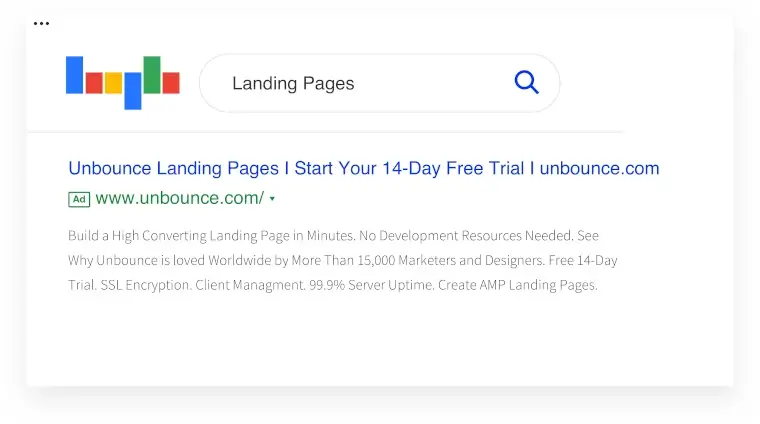 典型 Google 广告的屏幕截图