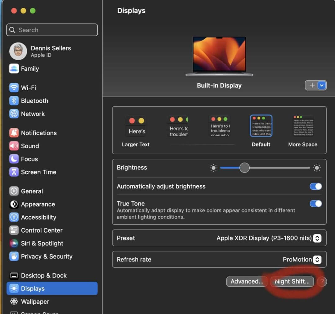 如何在MACOS VENTURA中设置夜间模式-2