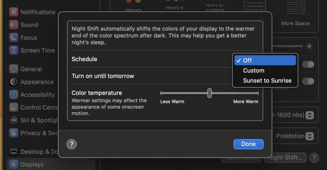 如何在MACOS VENTURA中设置夜间模式-3
